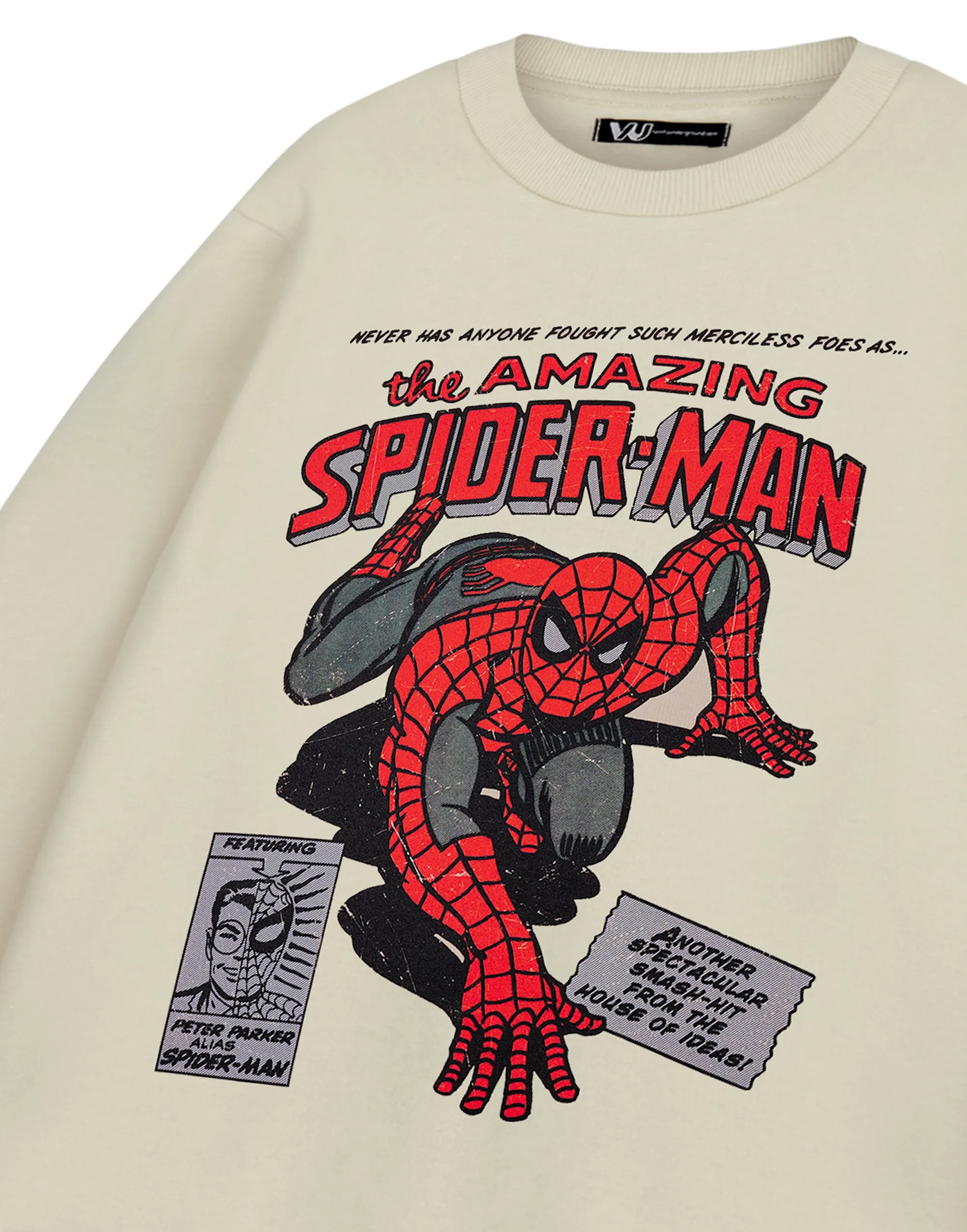 Marvel The Amazing Spiderman Mens Beige Sweatshirt