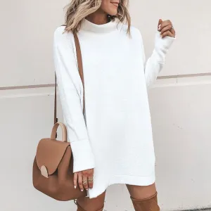 Mid Collar Sweater Dress