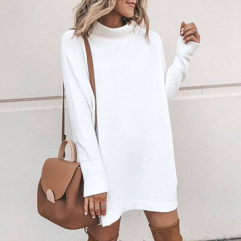 Mid Collar Sweater Dress