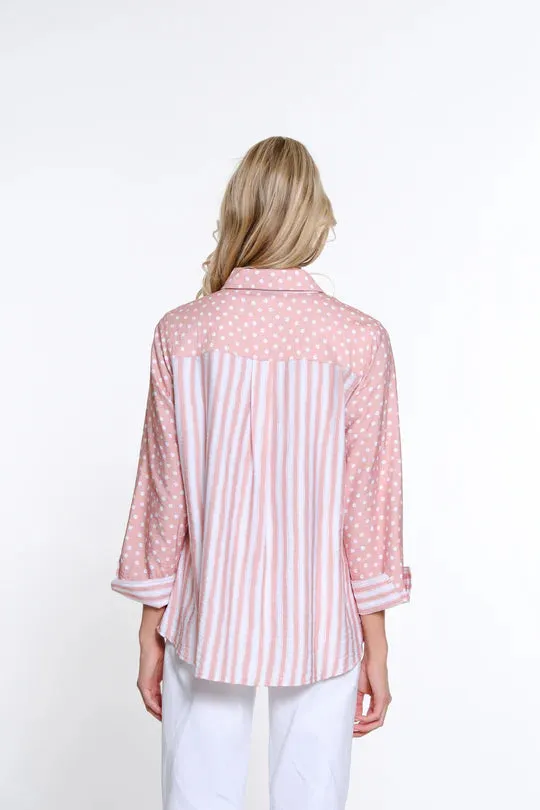 Multiples Polka Dot Woven Shirt Blush