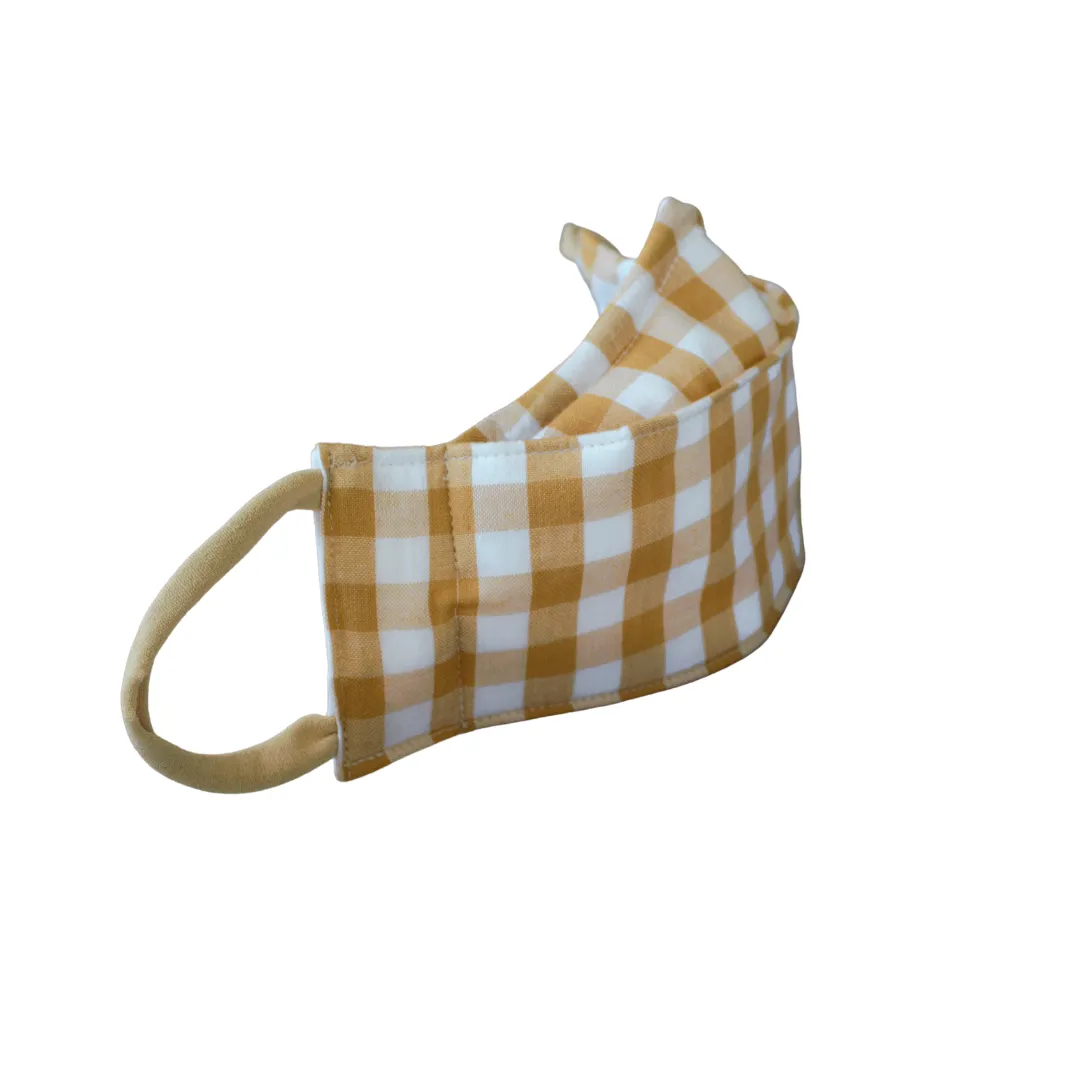 Mustard Gingham 3D Face Mask