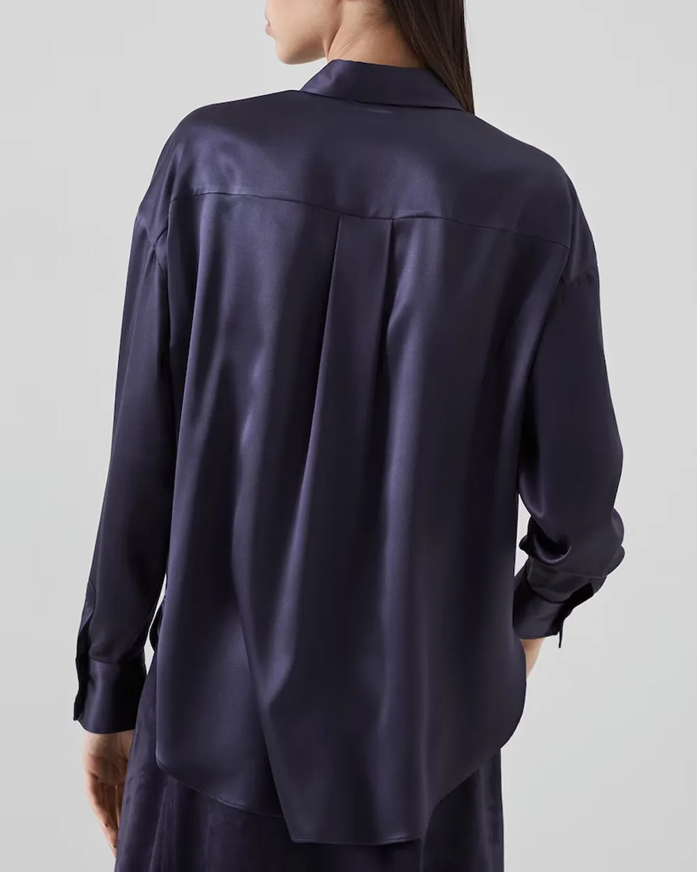 Night Sky Monili Trim Silk Satin Blouse