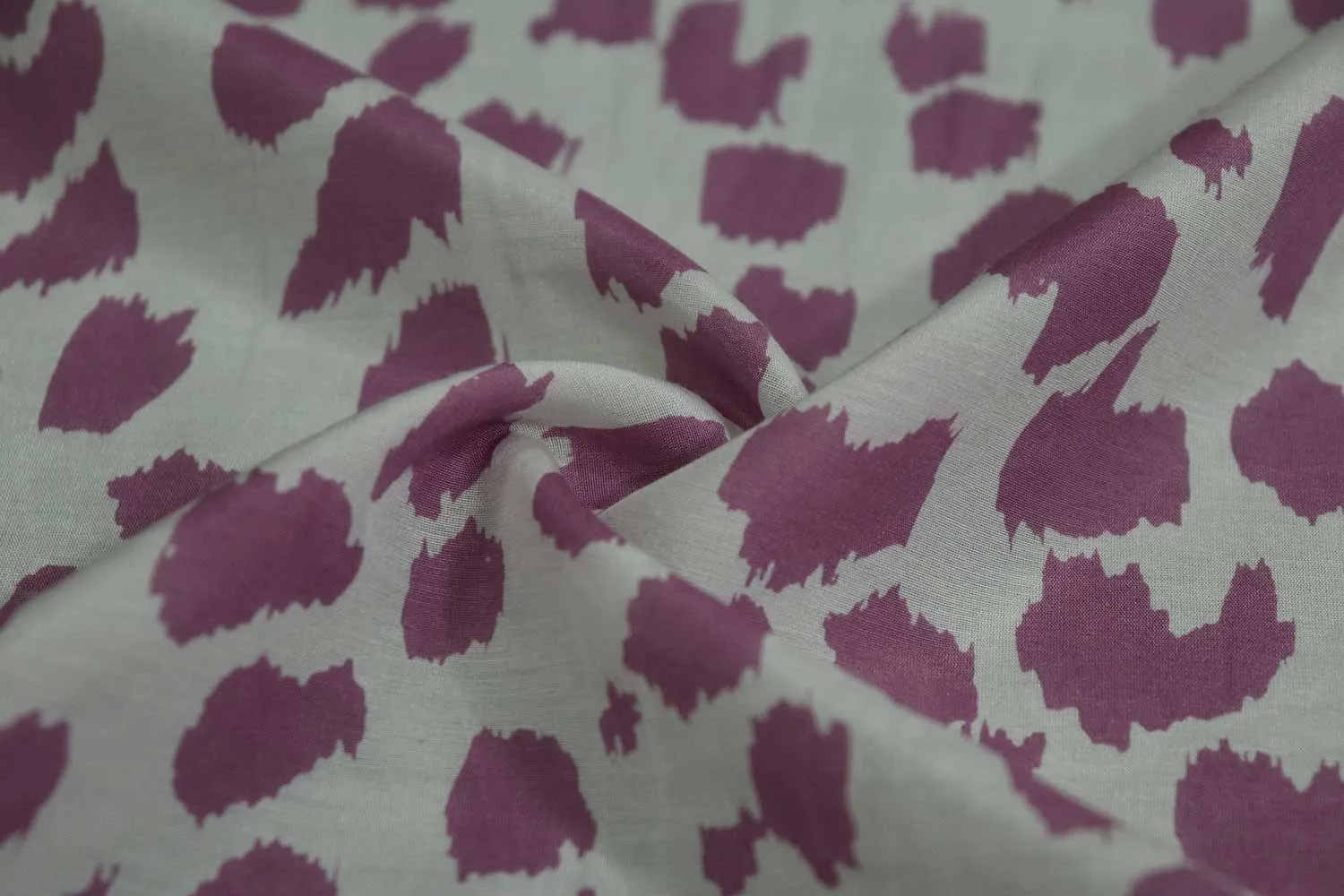 Off White & Mauve Abstract Printed Sushi Voile Fabric