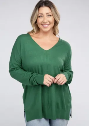 *PLUS* The Rae V-Neck Front Seam Sweater