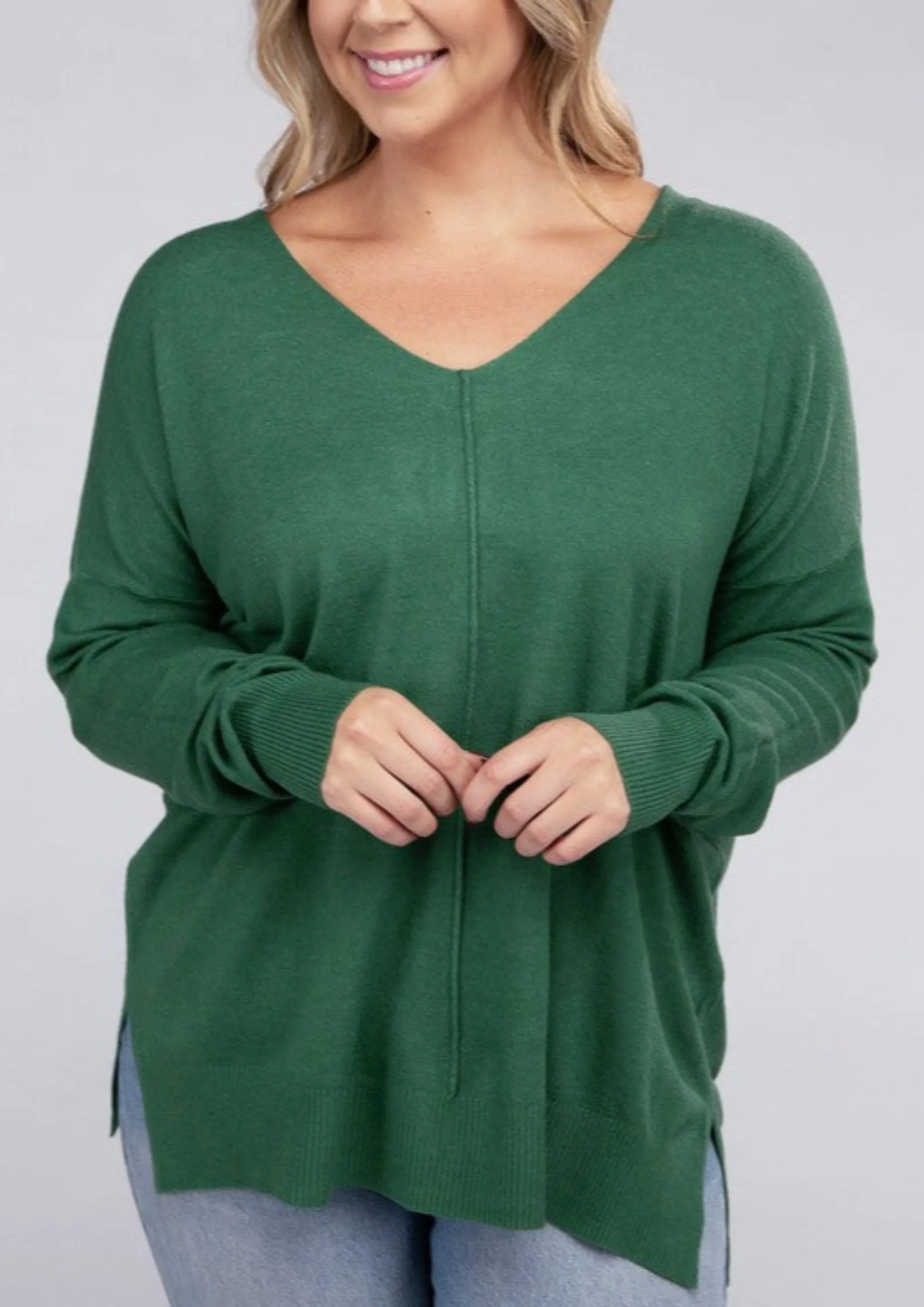 *PLUS* The Rae V-Neck Front Seam Sweater