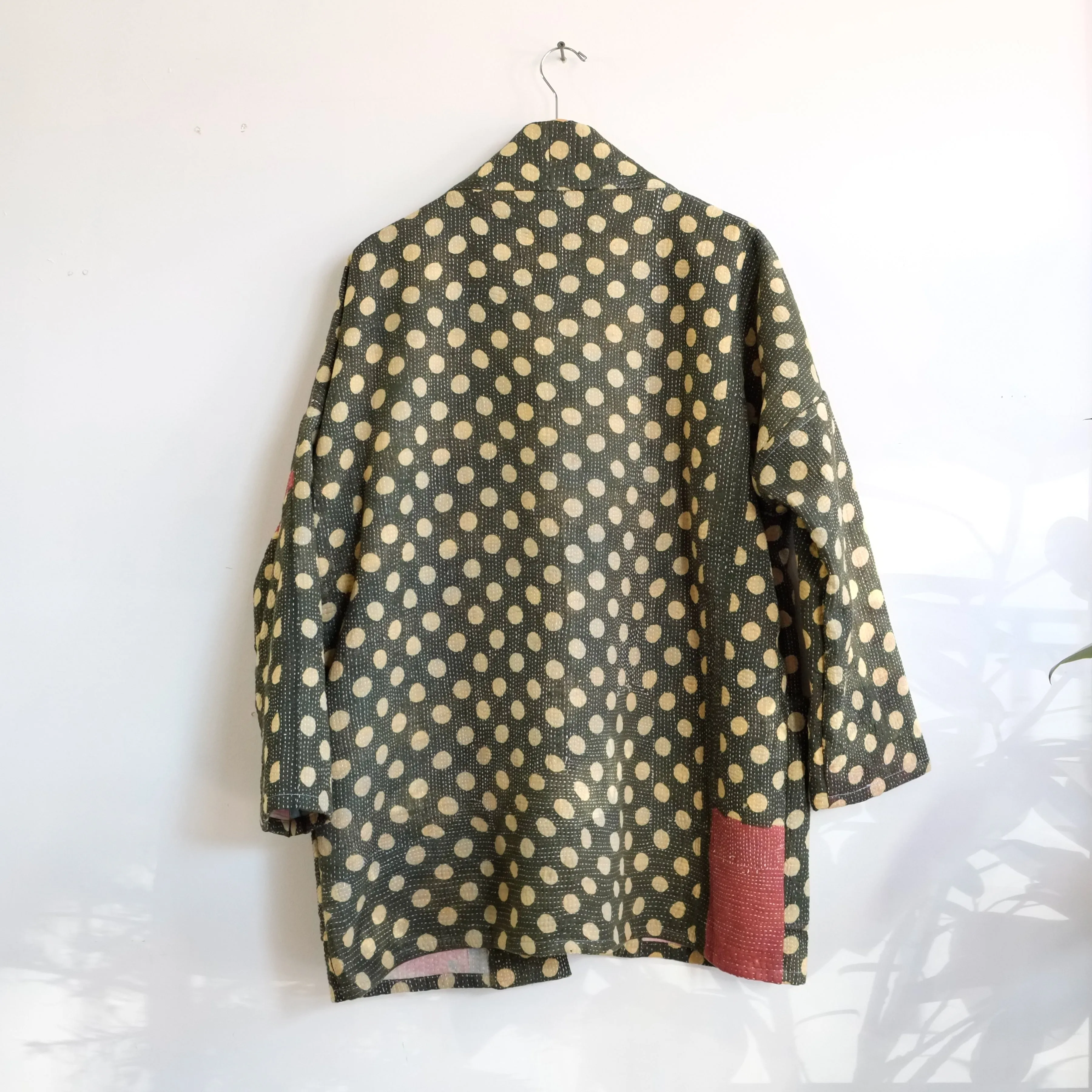 S Dark Green w/ yellow polka dots Anoushka Jacket LL076