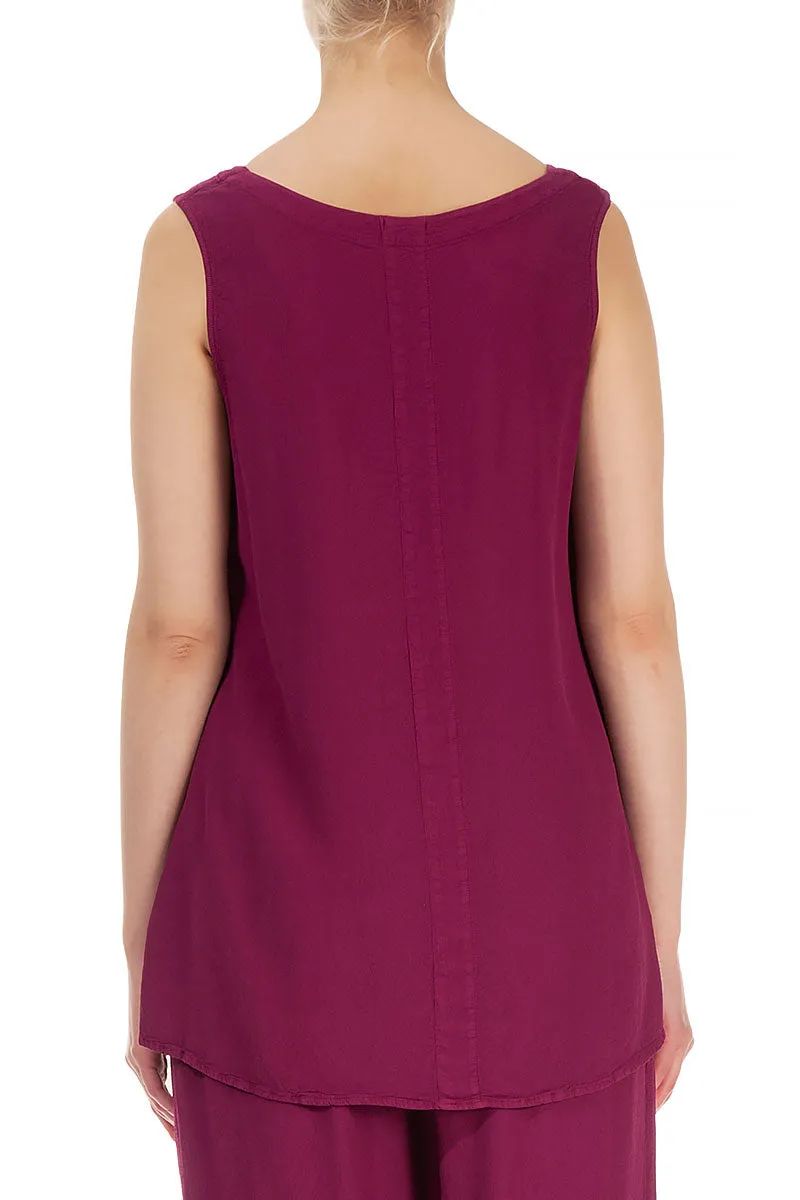 Sleeveless Claret Viscose Top