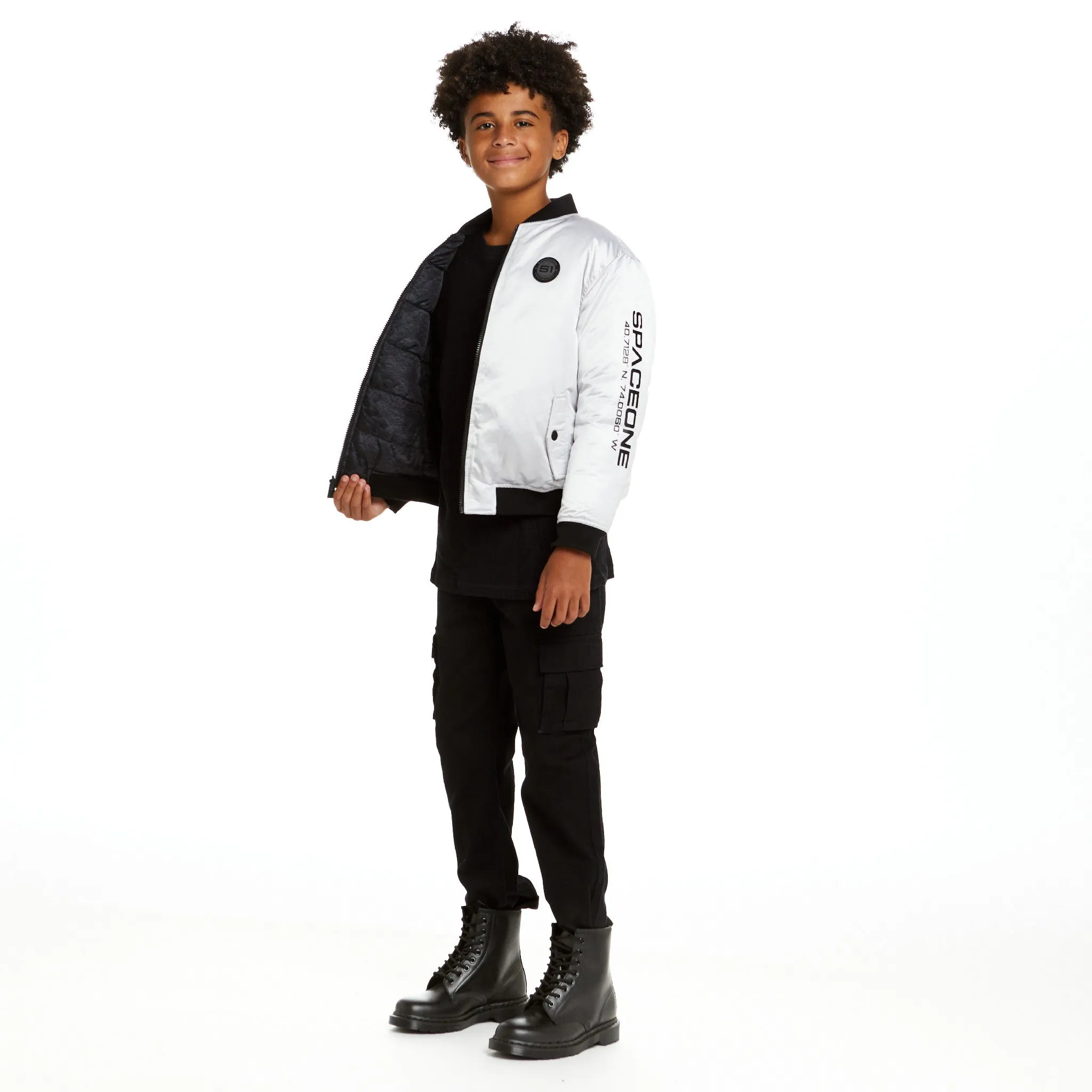 SPACEONE x Andy & Evan®| Reversible Bomber Jacket | Galaxy White