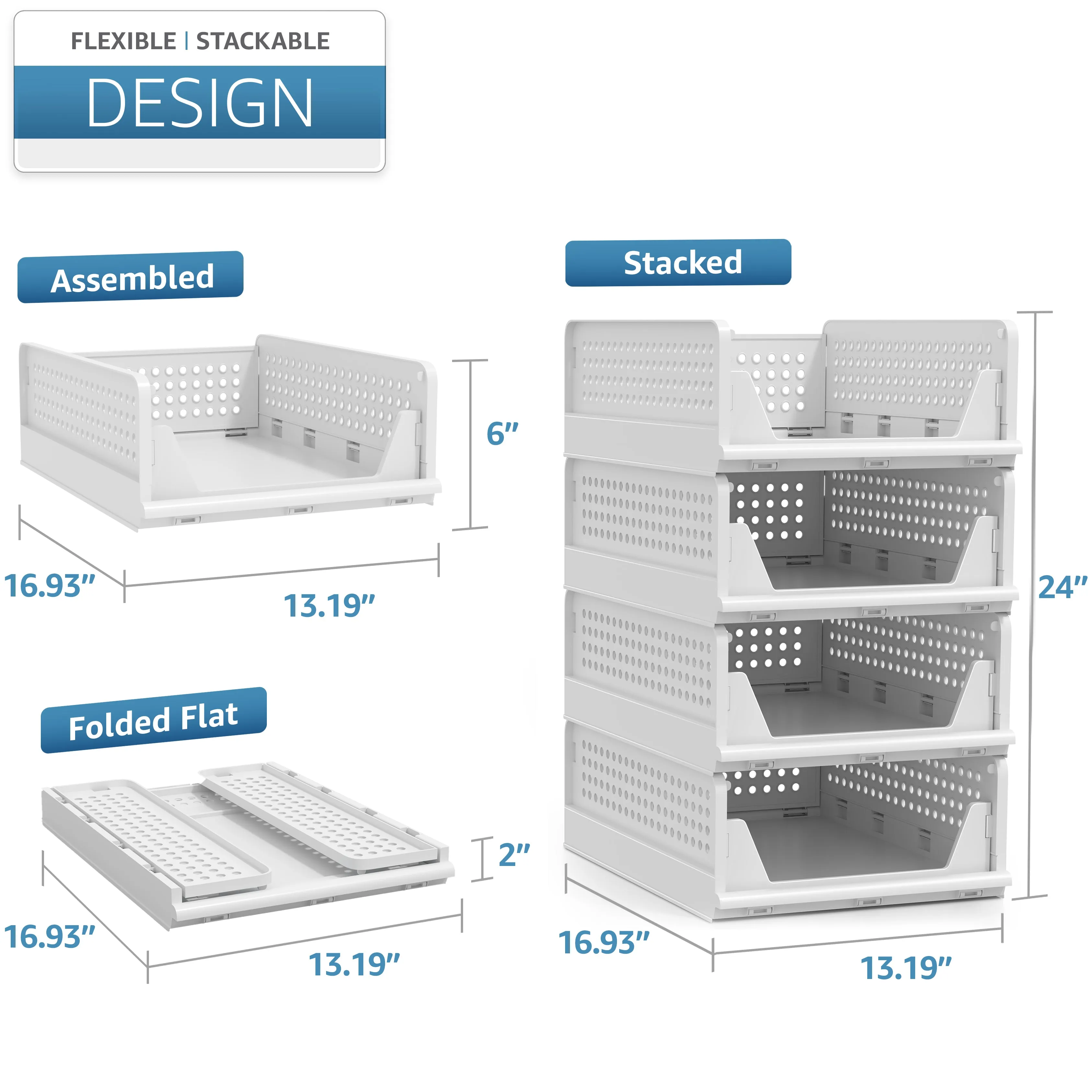 Stackable Shelf Organizer (Set of 4)