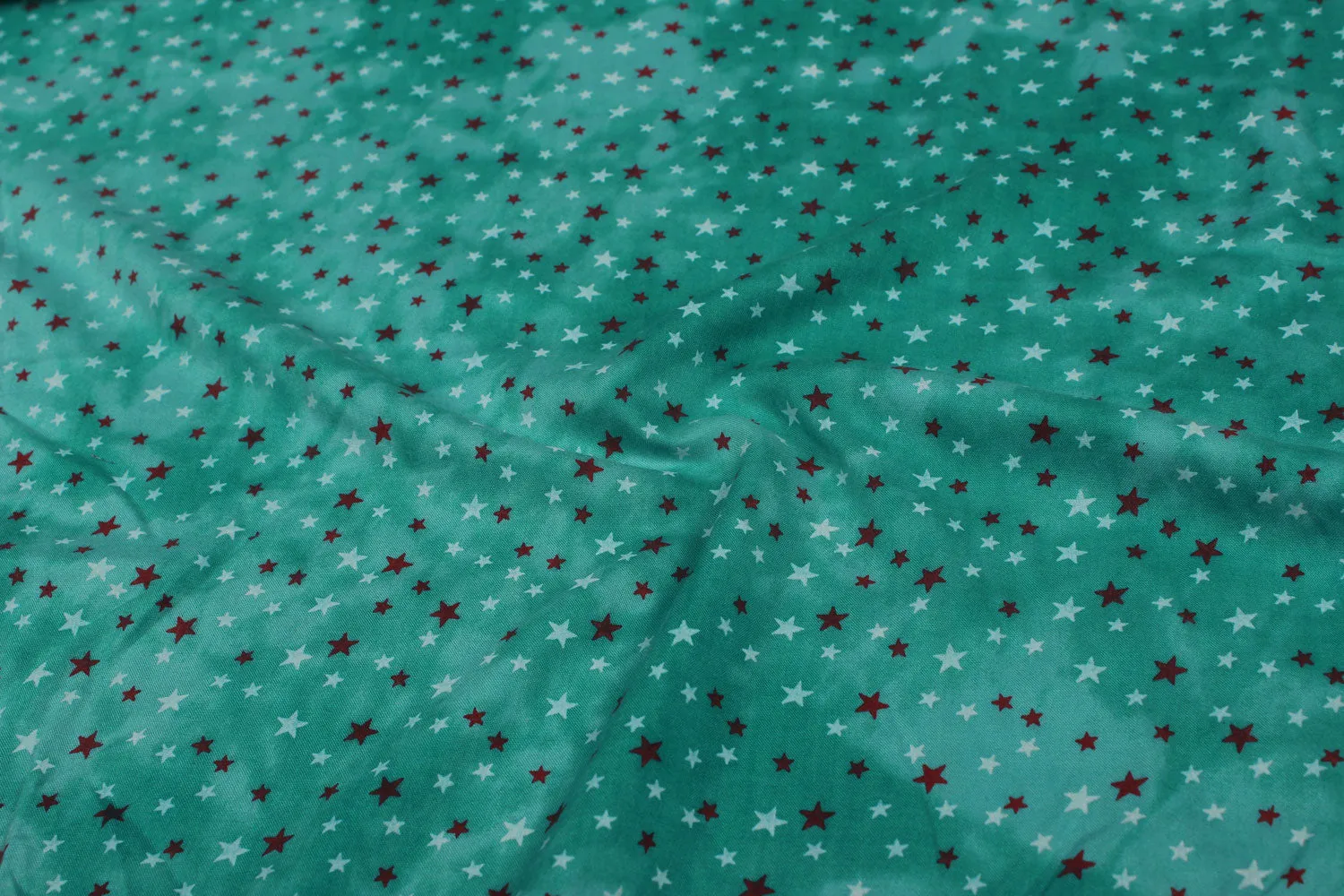 Turquoise Quirky Printed Rayon Fabric