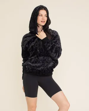 Women's Fur Hoodie | Slate Black Leopard