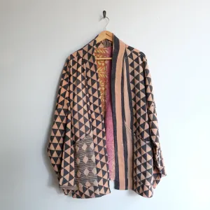 XXL Peach and Black Triangles Anoushka Jacket LM129